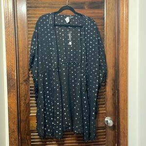 NWT Club Z Collection Black Shimmer Kimono/Swimsuit Coverup